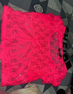 Hot Pink Lace Crop Top