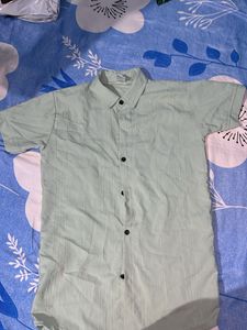 Light Green Striped Short Sleeve Shirt