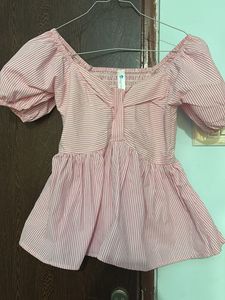 Chic Striped Puff Sleeve Top