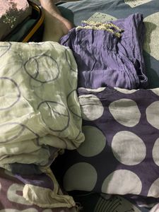 Purple Polka Dot Kurta Set with Dupatta