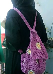 Handmade Crochet Daisy Backpack