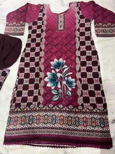 purple Floral Print Kurta Set