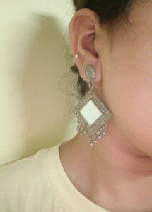 Boho Mirror Work Dangle Earrings