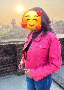 Stylish Pink Cropped Denim Jacket