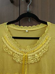 Yellow Lace Detail Women's Top