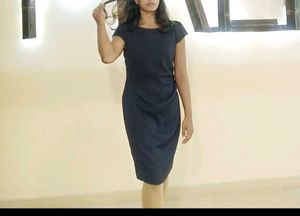 Elegant blackish Blue Sheath Dress