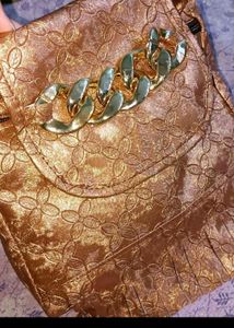 Brand New Gold Clutch Bag with Chain