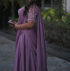 Lavender lehenga pattern saree