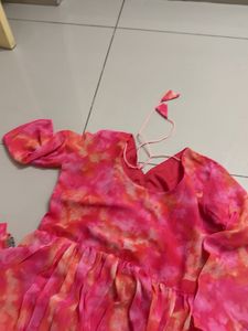 Pink &amp; Orange Tie-Dye Anarkali Dress