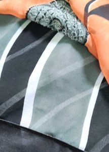 Grey and orange Floral Saree