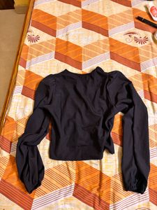 Black Long Sleeve Button-Up Blouse
