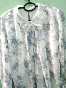 Floral Print Sheer Blouse