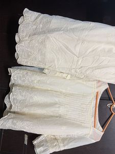 Boho White Embroidered co-ord set