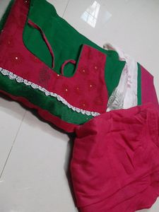 Green Chudithar Stiched With Pant And Dupatta