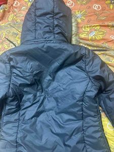 Black Padded Jacket with Fur Hood