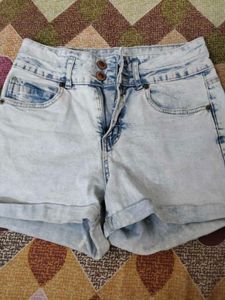 Acid Wash Denim Shorts