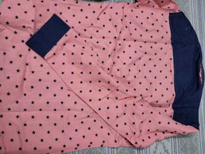 Men's Pink Star Print Button-Up Shirt