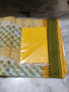Yellow Saree with Green Border