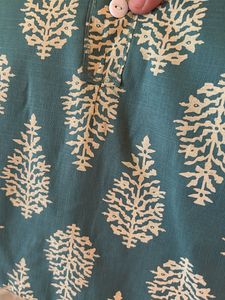 Green Block Print Kurta + Free Gift