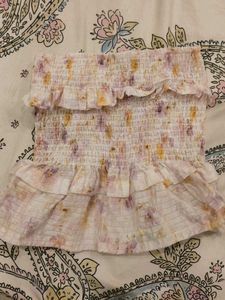 Boho Floral Smocked Ruffle Tube Top