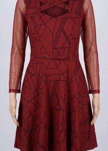 Red Geometric Print Party Dress