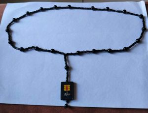Unique Black Beaded Pendant Necklace