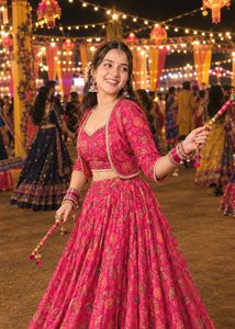 Floral pink lehenga