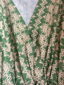 Green Printed Maxi Dress with belt