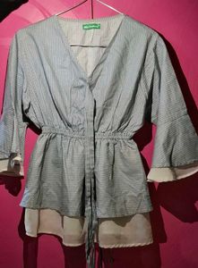 Striped Tie-Waist Blouse