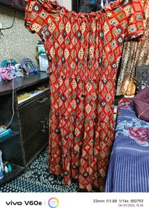 Bohemian Style Red Ethnic Gown