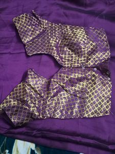 Elegant Purple Saree with Golden Border