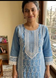 Blue Embroidered salwar suit Set