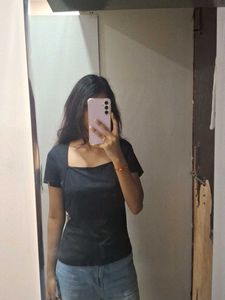 Stylish Black Square Neck Top