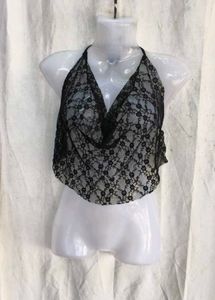 69. Sheer Black Lace Halter Top