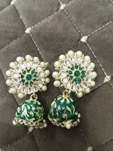 Elegant Green Jhumka Earrings
