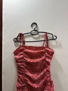 Red Floral Ruched Mini Dress | adjustable straps