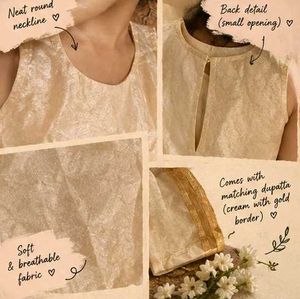 Elegant Beige Textured Sleeveless Kurta