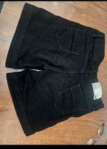Stylish Black Denim Bermuda Shorts