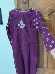 Elegant chikankari Embroidered Cotton Kurta