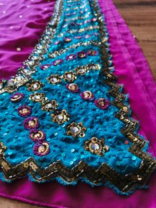 Gorgeous Heavy handwork Pink &amp; Teal Saree
