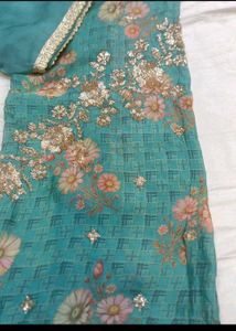 green dress material cut dana