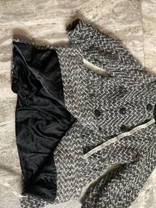 Textured Black &amp; White Coat