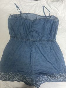 Blue Denim  Printed Romper