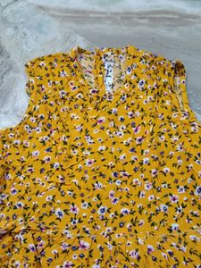 Yellow Floral Sleeveless Top