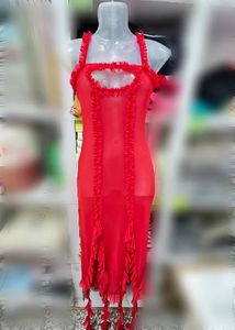 Red Lingerie Dress with Ruffles
