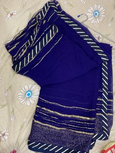 Blue Chiffon Saree with Blouse