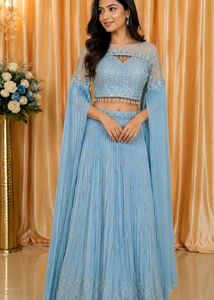 Indowestern  Blue Lehenga Choli Set