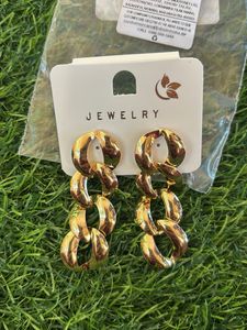 Gold Tone Chunky Chain Drop Earrings