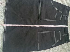 Black Denim Midi Skirt