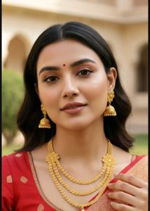 Premium Gold Polished 3 In One Jewellery Set